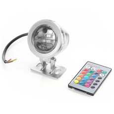 수중 RGB LED 스포트라이트 전구 AC 110V 220V DC 12V 15W 10W 풍경 빛 홍수 빛 야외 정원 분수 풀 장식, 검정색 미국 플러그, 실버 85-265V