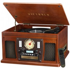 Victrola 8-in-1 Bluetooth 레코드 플레이어 및 멀티미디어 센터 내장 스테레오 스피커-턴테이블 Vinyl to MP3 녹음 | 무선, 단일옵션