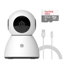 헤이홈 스마트 홈카메라 Pro 플러스 + SD카드 64GB + 케이블 3m 가정용 CCTV AI 모션추적, GKW-MC058-KIT-02