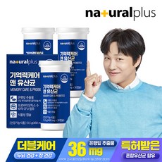 내츄럴플러스 기억력케어 앤 유산균 30캡슐 3박스 / 식물성캡슐 징코 은행잎추출물 프로바이오틱스, 30정