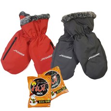 핫팩 벙어리장갑 방한장갑 겨울 스키 보드장갑 방수방풍, 선택/블랙M