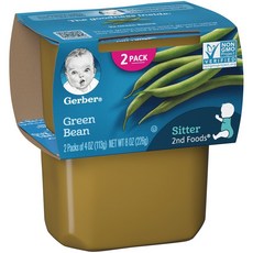 Gerber 2단계 어린이 식품 113g 2개입, 그린 빈(Green Beans), 1개