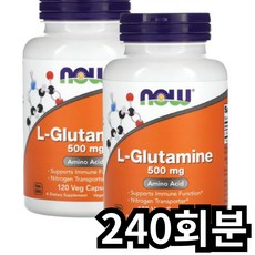 나우푸드 L-글루타민 500mg 베지 캡슐, 240회분, 1개