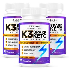 젤소 뉴트리션 K3 스파크 미네랄 캡슐 K3 Spark Mineral Pills 60정, 3개, 3개, 60캡슐