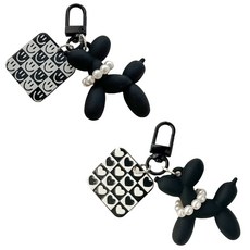 올리브파티 블랙화이트 벌룬독 벌룬도그 키링 열쇠고리