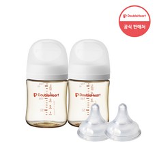 더블하트 모유실감 3세대 PPSU 베이직 트윈팩 160ml+젖꼭지(2입)