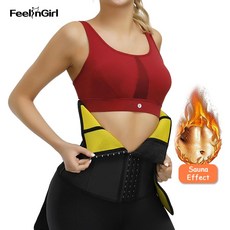 FeelinGirl 여자 Neoprene 허리 Cincher 플랫 배꼽 칼집 3 행 후크 지방 버너 땀 탱크 탑 체중 감량 운동 Shapewear|허리 슬리밍|