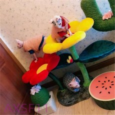 고양이 캣타워 원목 스크래쳐 현물 캐리 컬러 꽃 캣츠 인형 스컬프팅 캣워크 해바라기, 01 꽃 두 송이 예매