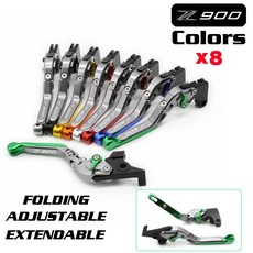 오토바이 CNC 브레이크 및 클러치 레버 조정 가능 접을 수 있고 개폐식 로고(Z900) 녹색 + 티타늄 Kawasaki Z900 Z 900 2017에 적합, 골드, 1개