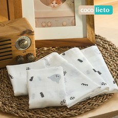 리에또 밤부 엠보 가제 무형광 아기 신생아 손수건, 쿠우사각, 10개