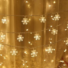 LED 눈꽃 은하수 투명선 줄전구 40구 크리스마스 전구 장식, 웜화이트, 1개