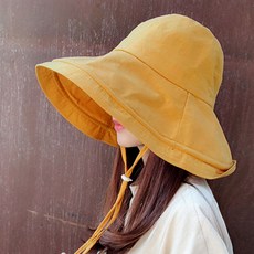 코욜하우키 여성 버킷햇 얼굴 햇빛가리개 모자 여자 벙거지모자 챙넓은 챙모자, 04)베이직 옐로우