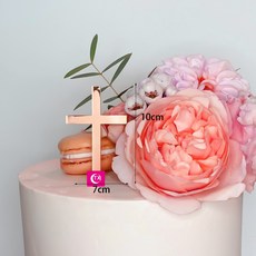 새로운 스타일 기독교 십자가 케이크 토퍼 하나님 축복 아크릴 파티 생일 베이킹 용품 장식, 07 Rose Gold, 1개