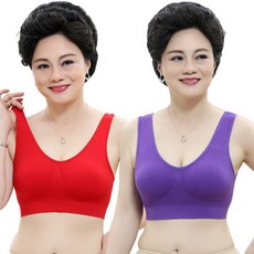 2 벌 중 노년 브 라 엄마 조끼 여자 튜브 없 이 편안 한 수면 속옷 여자 노인 사이즈 큰 + 딥 보라색 M 사이즈 (83 - 95 근)