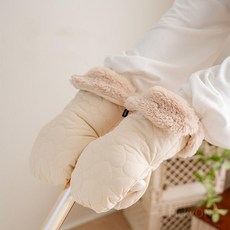 유모차 따뜻한 장갑 겨울 방한 핸드머프 유모차장갑 핸드 워머 손잡이 커버, 베이지, 1개