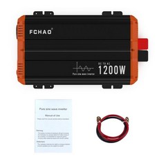 차량용 인버터 캠핑용 차박 순수정현파 FCHAO 2400W 태양 전지 패널 순수 사인파 12V 24V 220V 자동차 전원 변환기 RV 트럭에 대 한 LCD 디스플레이 공급, PSC-1200W, 220V-240V 50Hz + 미국, 1개
