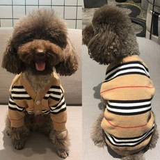 브라운 체크 가디건 강아지옷 강아지니트 애견 스웨터 가을 봄 강아지명품, 보여진 바와 같이