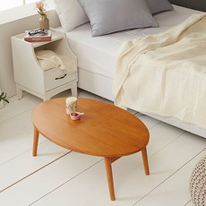 산네스 90x60cm 라운드형 원목 접이식테이블 Sandnes, 브라운