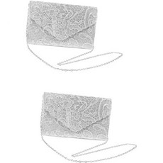 클러치백 LIFKOME 2 개 핸드백 makeup bag make up cosmetic 여성 지갑 레이스 이브닝 가방 연회용 클러치 연회 합금 흰색