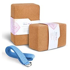 Arltb Yoga Blocks 2 Pack Cork Yoga Brick 9x6x4 with Metal D-Ring Yoga Strap Eco-Friendly EVA Foam E, Eva Foam - Blue_One Size, Eva Foam - Blue