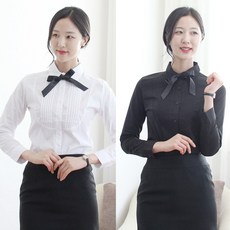 플라잉걸 스판여성셔츠 여성남방 유니폼셔츠 리본셔츠 리본남방