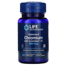 라이프 익스텐션 최적화된 크로뮴과 Crominex 복합제 3+ 500mcg 베지 캡슐 60정, 1개