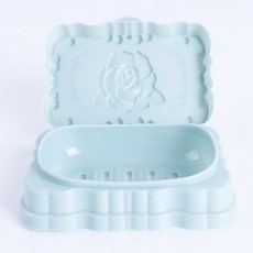 장미 조각 휴대용 비누 상자 케이스 홀더 컨테이너 세척 먼지 방지 비누 케이스 홈 욕실 액세서리 비누 접시 보관 케이스, blue, blue, 1개