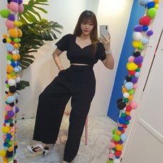 이엘이엘 / (2color) 린넨 크롭 투피스세트