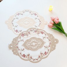[미플래닛] 로맨틱 플라워 자수 식탁매트 [6color], 화이트, 44cm*32cm
