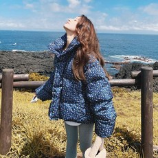 꽃무늬패딩 일 노카라 누빔 깔깔이 점퍼 엄마 여자 여성 패턴 잠바 자켓 아우터 퀼팅 플라워 겨울 퀄팅 오버핏 할머니 귀여운