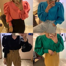 (마이비몰)(당일발송)(12시이전주문건)벌룬 셔링 퍼프 니트