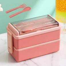 일본 이중층 플라스틱 도시락 상자 사무직 노동자 전자 레인지 밀봉 절연 휴대용, 5. C Pink, 1개