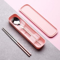 마카롱 학생 도시락 수저세트, pink, 2개