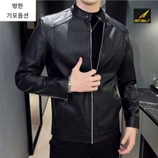 HIT No.7 프리미엄 슬림핏 남성 가죽자켓 기모 무스탕 바이크의류 라이더 항공 빅사이즈 차이나카라 점퍼 10PO, 95(L), 블랙(기모)