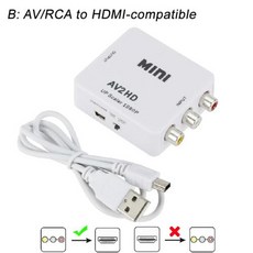 모니터 노트북 어댑터 아답터 아답타 HDMI호환 AV RCA CVSB LR 비디오 스케일러 HD 1080P 박스 컨버터 AVHDMI호환 변환기 PAL 지원, 3) BWhite