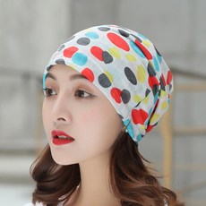 망사도트두건모자