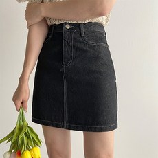더클립 위켄드 그레이진 흑청 생지 데님 스커트 청치마 스커트