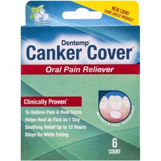 Dentemp Canker Cover 구강 통증 완화제 및 구내염 치료 6 개 팩, 단일옵션