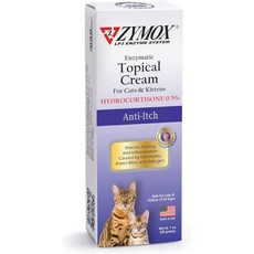 고양이와 고양이를 위한 0.5프로 하이드로코르티손이 함유된 Zymox 효소 항 가려움 국소 크림 1온스. – 핫스팟 가려움증 발진 피부 자극 및 곤충 물, 1개