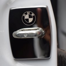 생활양식 BMW 도어 스트라이커 크롬 커버 힌지 몰딩 도어캐치 튜닝 악세사리 4p 1set, 실버