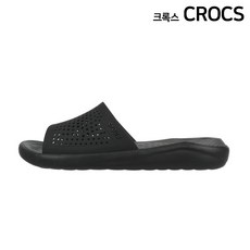 [크록스(CROCS)] 크록스 라이트라이드 슬라이드 남여공용 슬리퍼 블랙 205183-0D