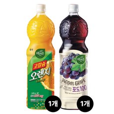 웅진 고칼슘오렌지 자연은포도 혼합상품, 2개, 1.5L
