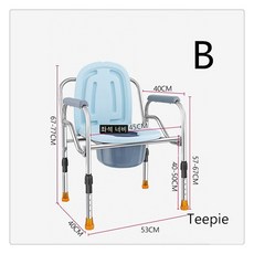 티피 노인 팔걸이 화장실 의자 가정용 시트식 변기, B, 1개