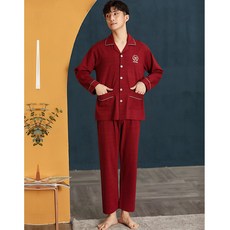 긴팔 파자마 꿈이 벌어졌다 짙은 푸른빛의 봄가을 계절 순면 소매 캐쥬얼 가디건set 실내복 홈웨어 와이드 루즈핏 빅사이즈