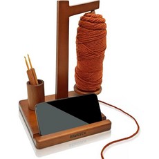 휴대폰 스탠드 크로셰 후크 보관함 마그네틱 원사 볼 홀더 스피너로 뜨개질 및 뜨개질용 나무 - 애호가에게 이상적인 선물 호두색 1164246, 1개