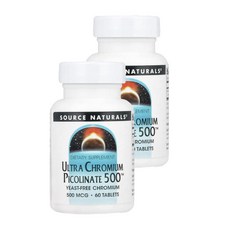 소스내추럴스 울트라 크로미엄 피콜리네이트 500 500mcg Source Naturals Ultra Chromium Picolinate 500, 2개, 60정