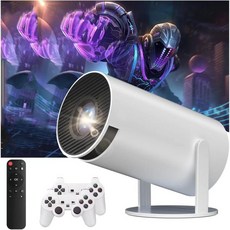 270° 조절식 스탠드 WiFi 6 및 블루투스가 지원되는 스마트 미니 프로젝터 오토 키스톤 실외 영화 1080P HD 200 ANSI 지원 TV노트북USB용 휴대용 홈, 1개