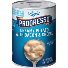 Progresso 프로그레소 Light Creamy Potato With Bacon and Cheese Soup 라이트 크리미 포테이토 스프 18.5oz(524g) 5캔, 1개, 1g