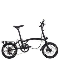 브롬튼 유사 접이식자전거 16인치 9단 트라이폴드 미니벨로 출퇴근 바이크, 블랙