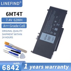 델 래티튜드 노트북용 배터리 6MT4T 4 셀 62WHR 리튬 이온 부품 번호 7V69Y 79VRK G5M10 7.6V 62Wh, 01 6800 mah